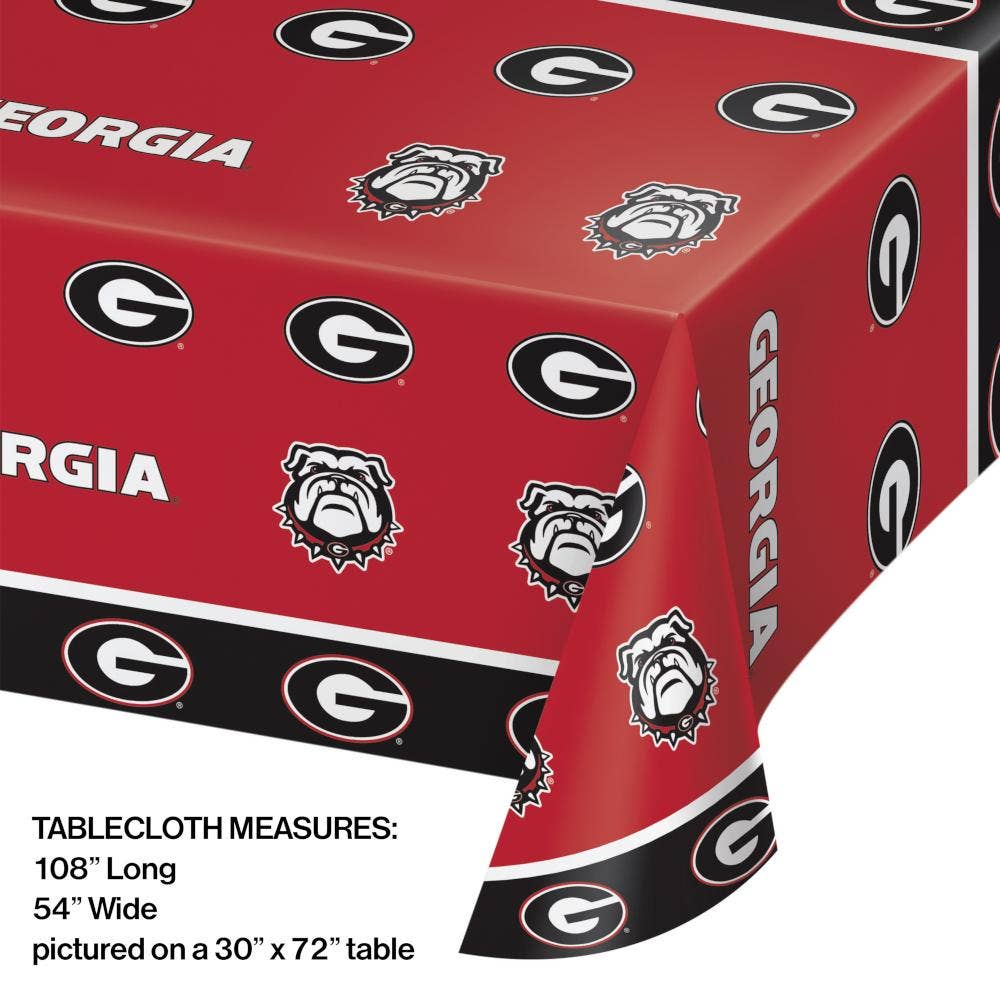 Bulk Party Decor - Wholesale Disposable Table Cover/Runner - Bulk University of Georgia Plastic Table Covers (12 per Case)2