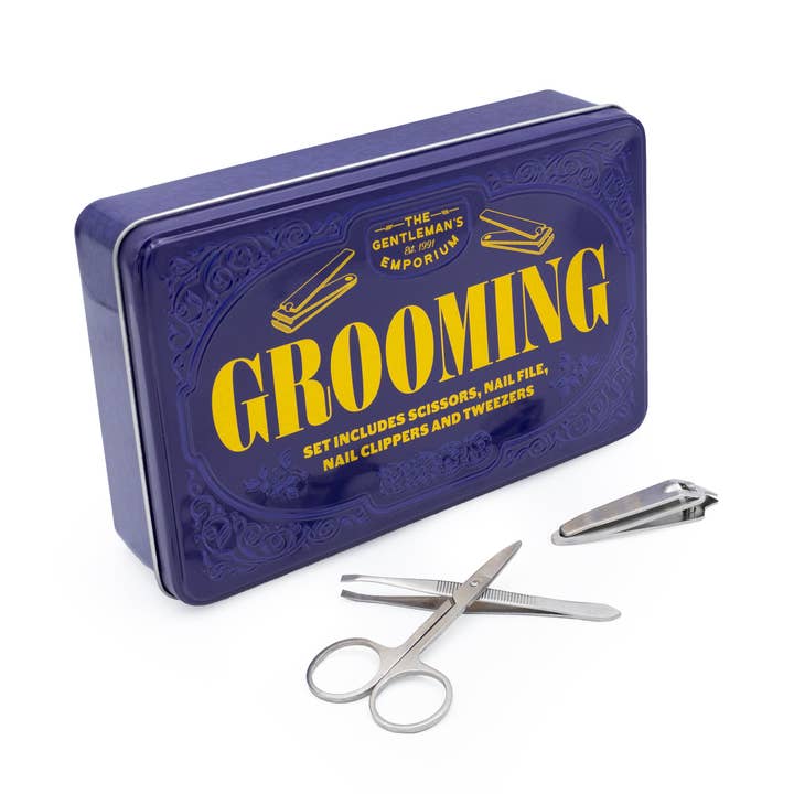 The Gentleman’s Emporium Grooming Kit – Nail Care Set in Retro Tin for wholesale by Robert Frederick Ltd