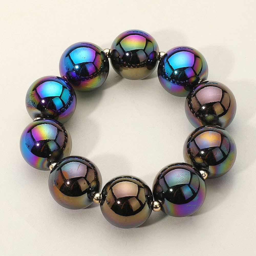 Sensibling Corp. - Wholesale Beaded Bracelet - Chunky Iridescent Ball Beaded Bracelet7