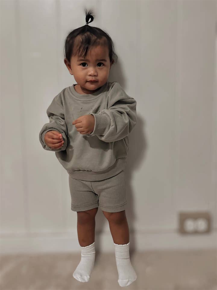 Sage French Terry and Ribbed Shorts Set for wholesale by Zoe Jay