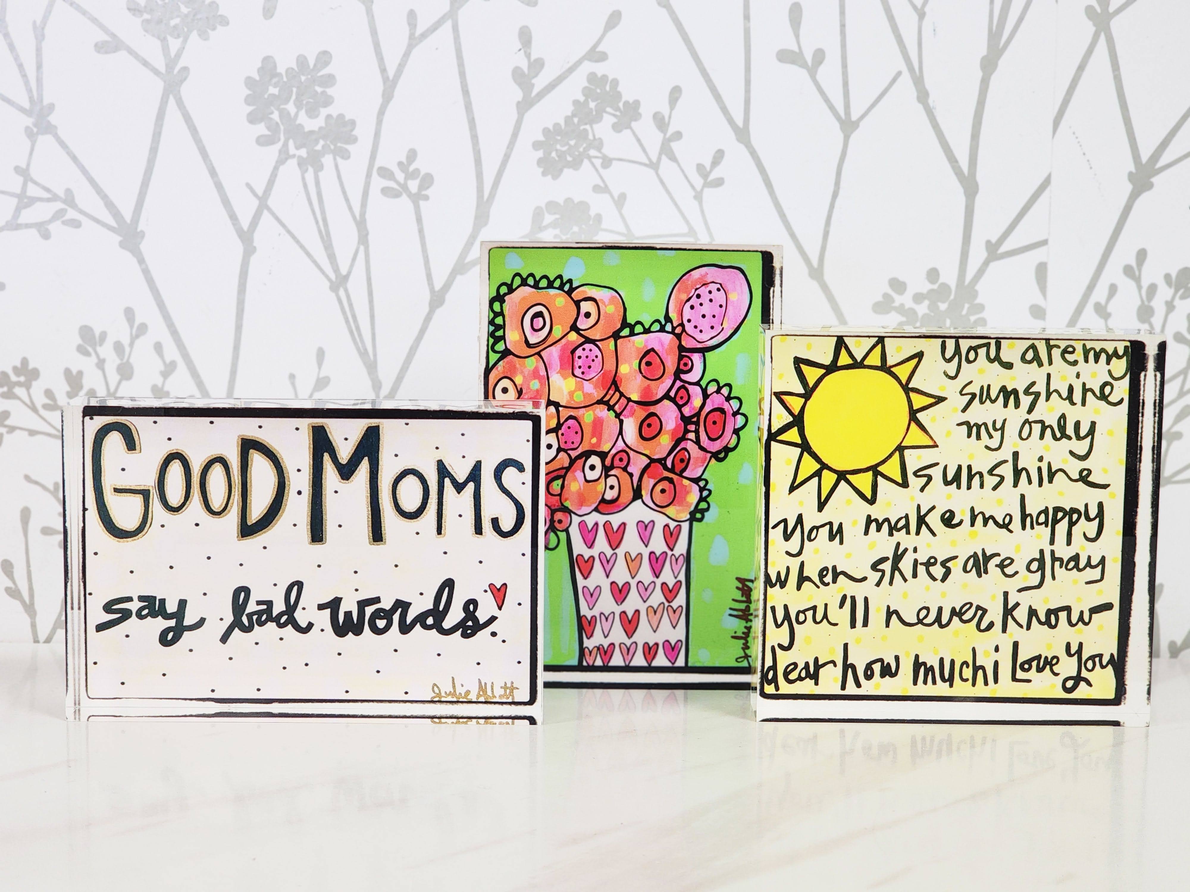 Julie Abbott  Art - Wholesale Art Print - Flower Bouquet Acrylic Block3