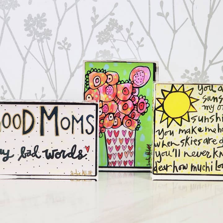 Julie Abbott Art - Wholesale Art Print - Flower Bouquet Acrylic Block3