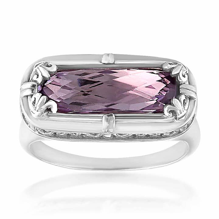 Anel Ametista Lavanda Leste-Oeste por atacado de Anatoli Jewelry