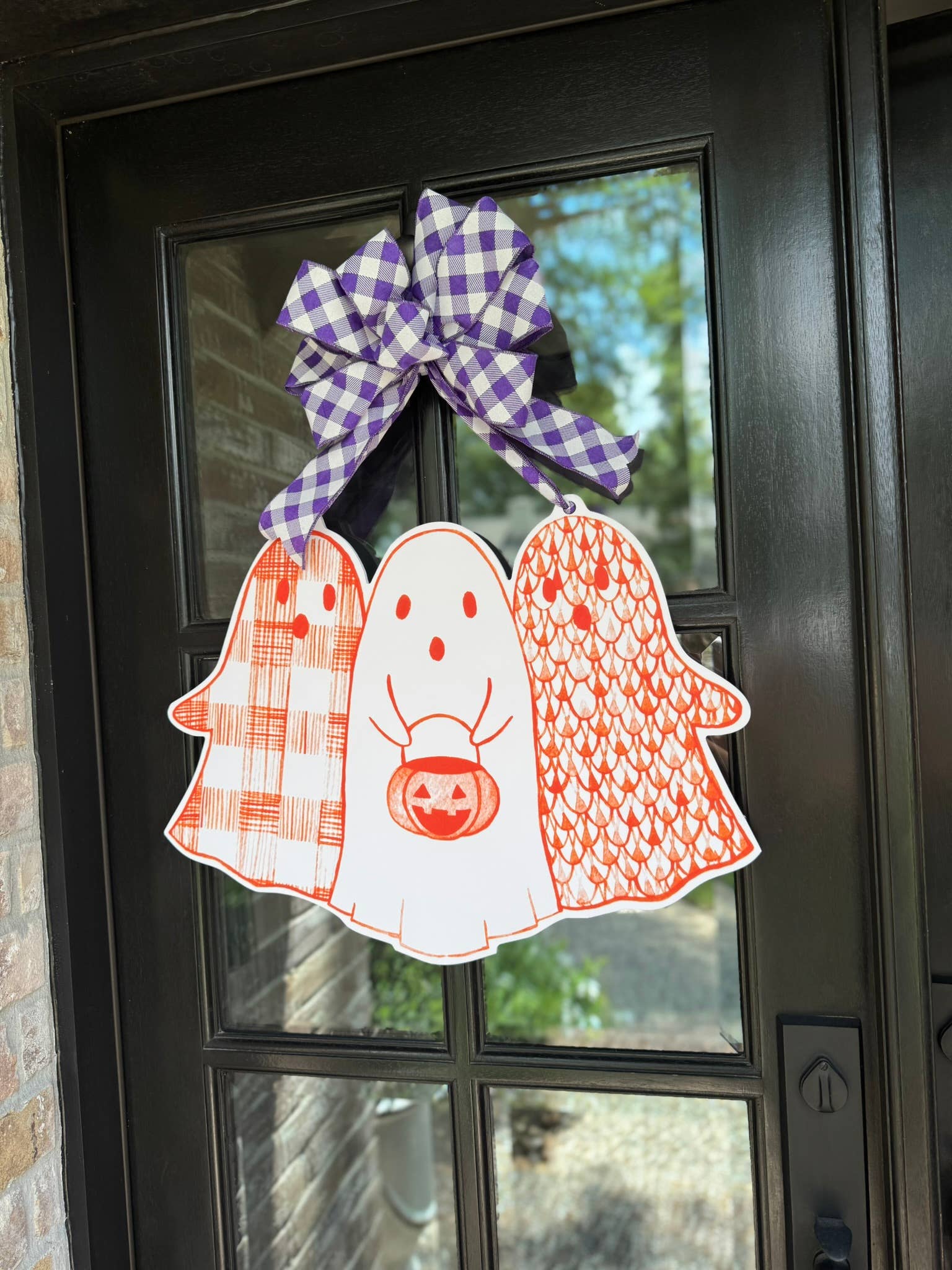 Home Themed Home - Wholesale Door Hanger - Orange Ghost Trio Door Hanger1