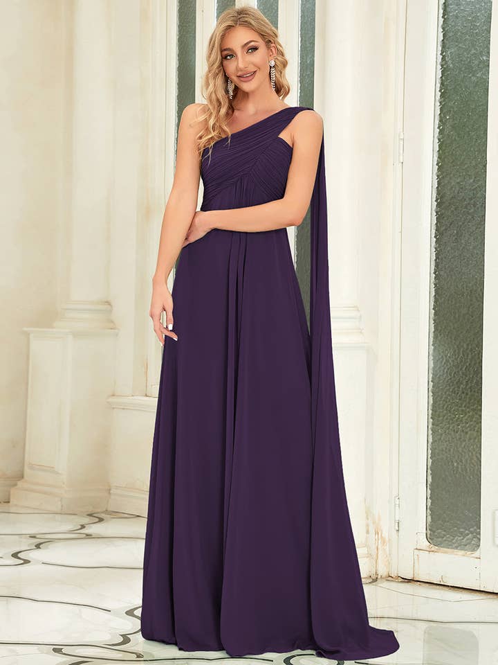 Ever-Pretty - Wholesale Gown – Women's - Elegant Pleated One-Shoulder Bridesmaids Dress28