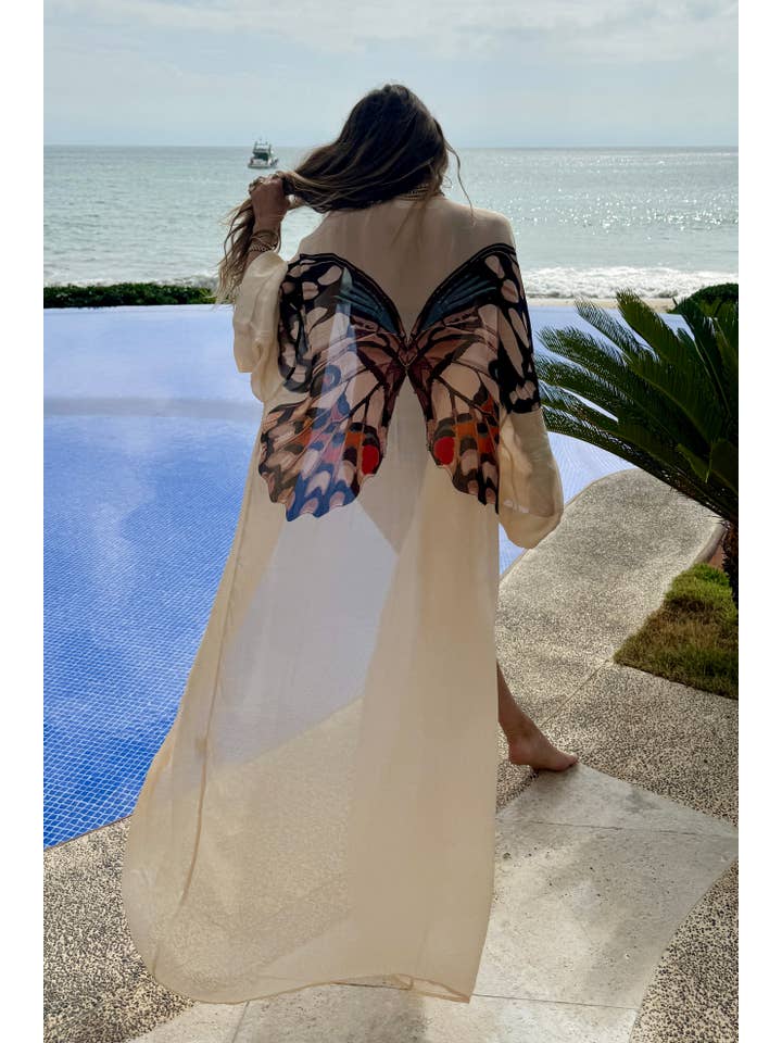 Metamorphosis Vanilla Silk Road Kimono for wholesale on Faire