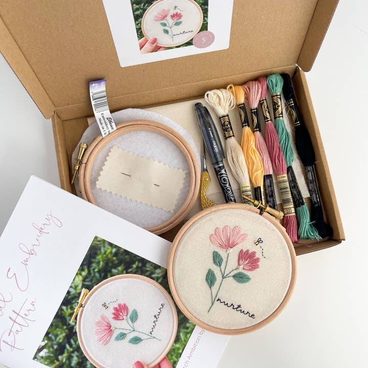 Stitch Ambition - Wholesale Embroidery/Cross Stitch Supplies - Floral Hand Embroidery Kit