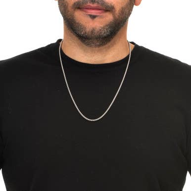 PalmBeach Jewelry - Wholesale Link & Chain Necklace - Men's Stainless Steel Box Link Chain Necklace 24-inch length2