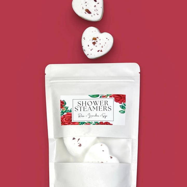 Aromatherapy Shower Steamers Rose + Lavender + Sage for wholesale by LostLove Art Co.