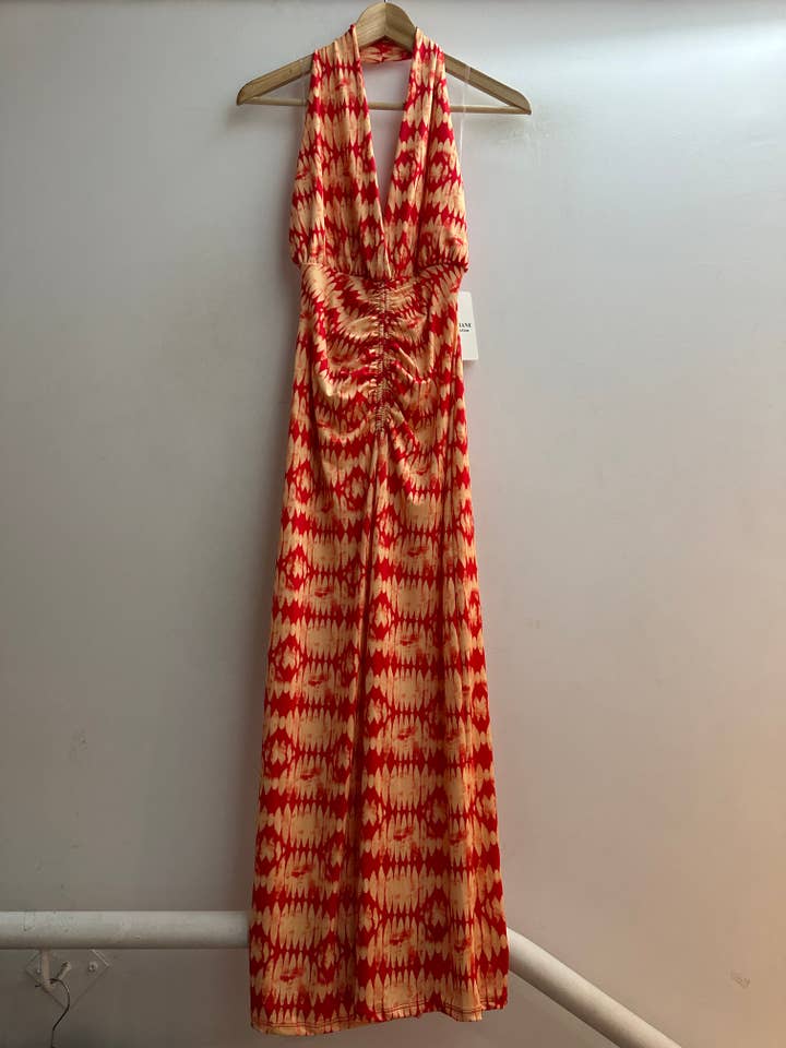 LORIANE - Wholesale Dress - Women's - 6194A Off-the-shoulder printed long dress one size 7