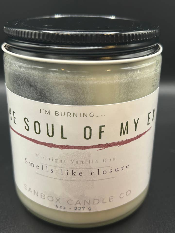 I'm burning the Soul of my EX Candle - 8 ounce Soy Candle for wholesale by Sanbox Candle Co
