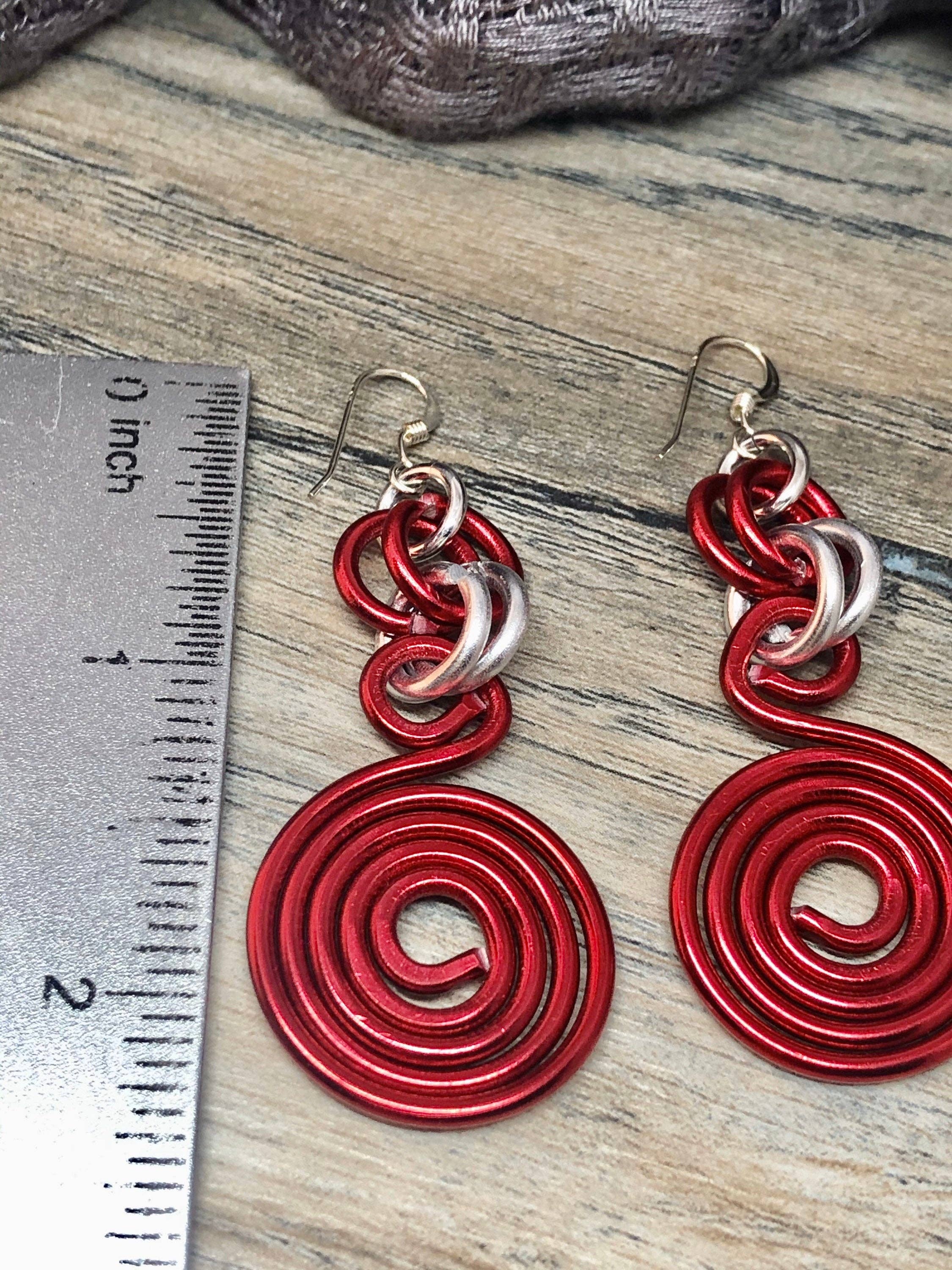 Jewelry With Me - Wholesale Dangle Earrings - Round Red Earrings, light weight aluminum wire with sterling silver ear wire2