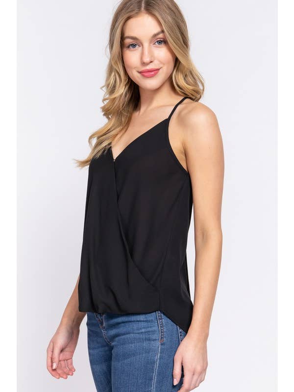 Active Basic | Active USA - Wholesale Camisole - Women's - V-neck Surplice Woven Cami Top6