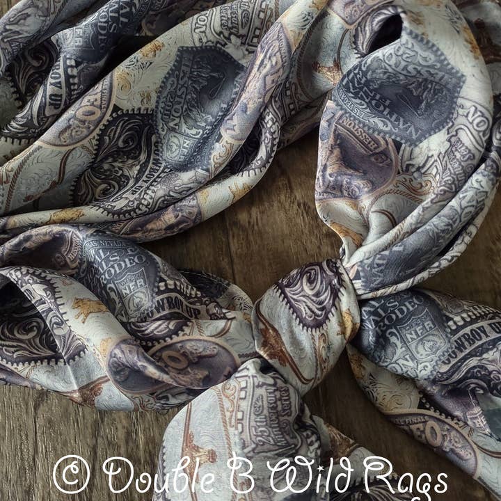 Double B Wild Rags – wholesale Scarf – Women's – Wild Rag Rodeo Belt Buckle "Hey Champ" MISC 423 Cowboy Western Neck Scarf Bandanna by Double B Wild Rags