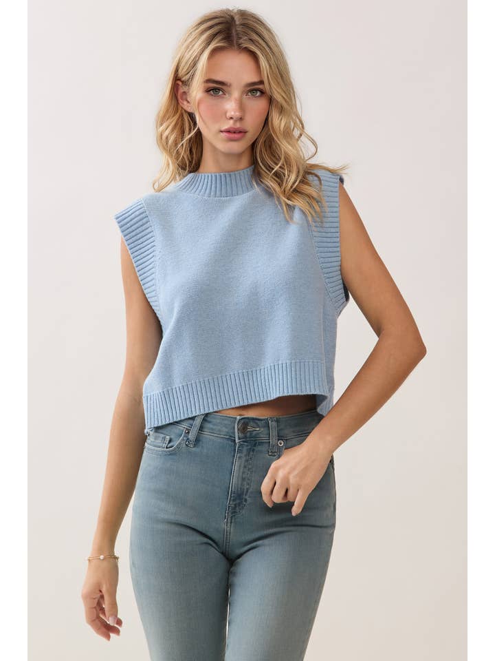 TCEC - Wholesale Sweater Vest - Women's - CW2611-Soft Knit Ribbed Edges Detail Open Back Vest1