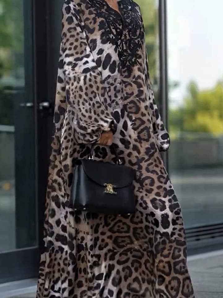 Leopard Print Relaxed Fit Maxi Dress for wholesale by Aria Romance