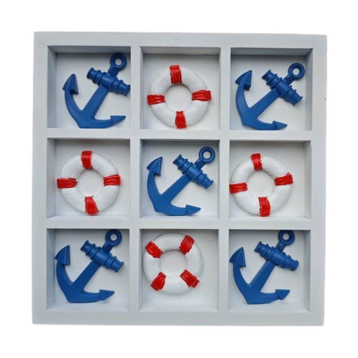 Nautical Tic-Tac-Toe with Anchors & Life Rings for wholesale by CB Home Collection