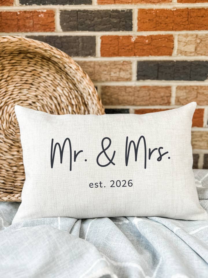 Mr. & Mrs. Est. 2026 Pillow Cover for wholesale by The Rosie Market