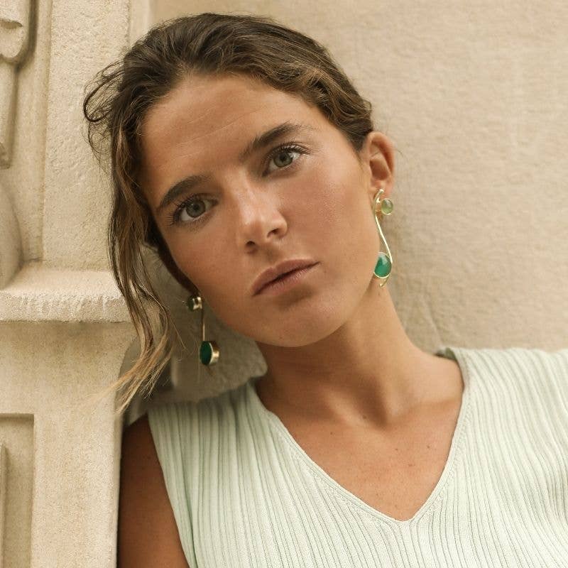 ACUS - Venta al por mayor Pendientes colgantes - Pendientes Isis Pulida Amarillo y Turquesa3