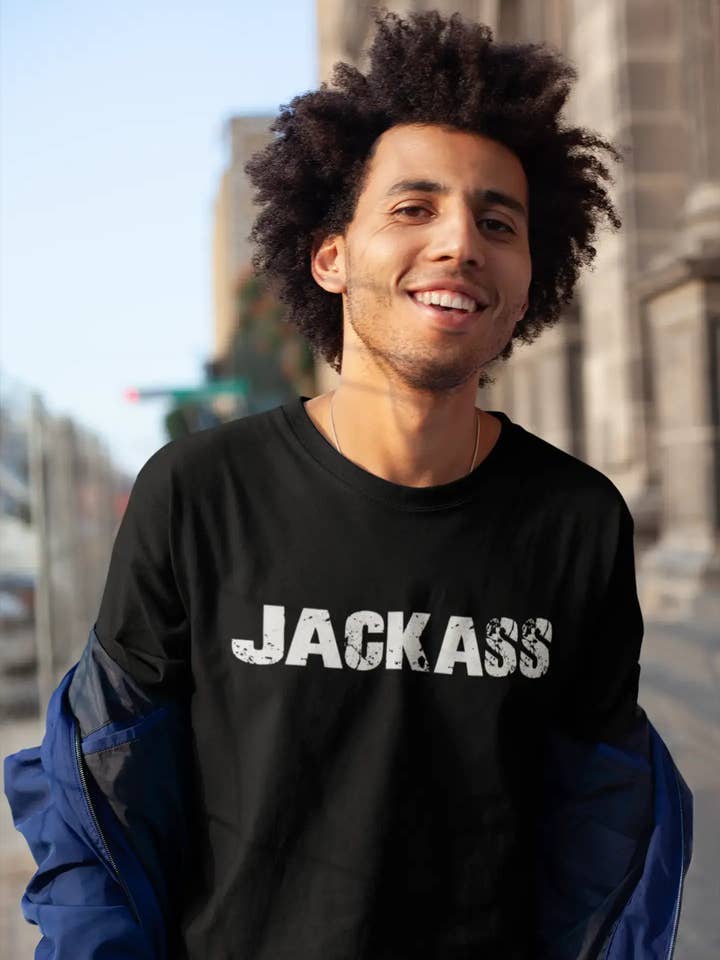 Jackass Vintage T-shirt voor heren, zwart, verjaardagscadeau 00555 voor wholesale door ULTRABASIC