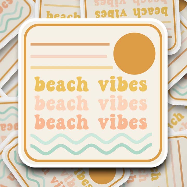 Beach Vibes 2" vandtæt klistermærke for engroshandel hos Hello Soulshine