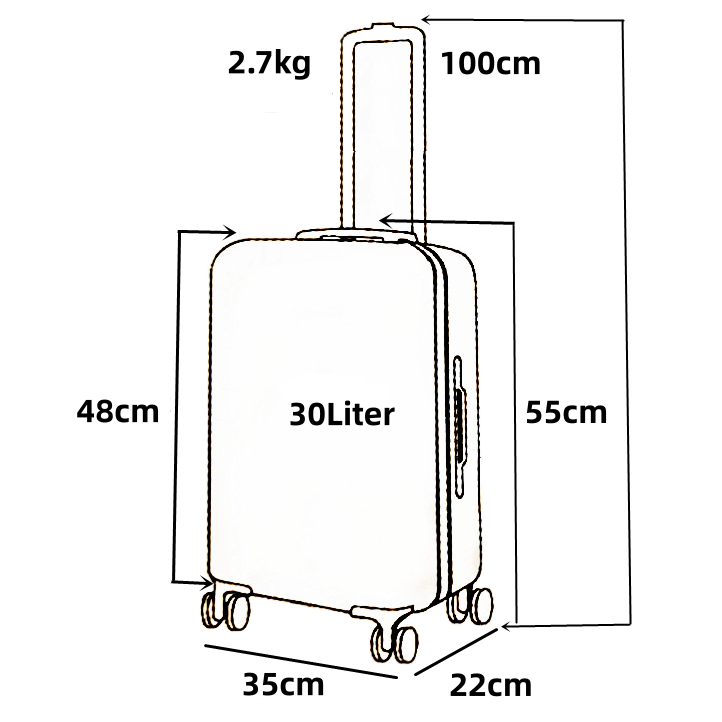 Super Bazaar - Wholesale Luggage - Hand luggage suitcase 55cm 4 double wheeled trolley7