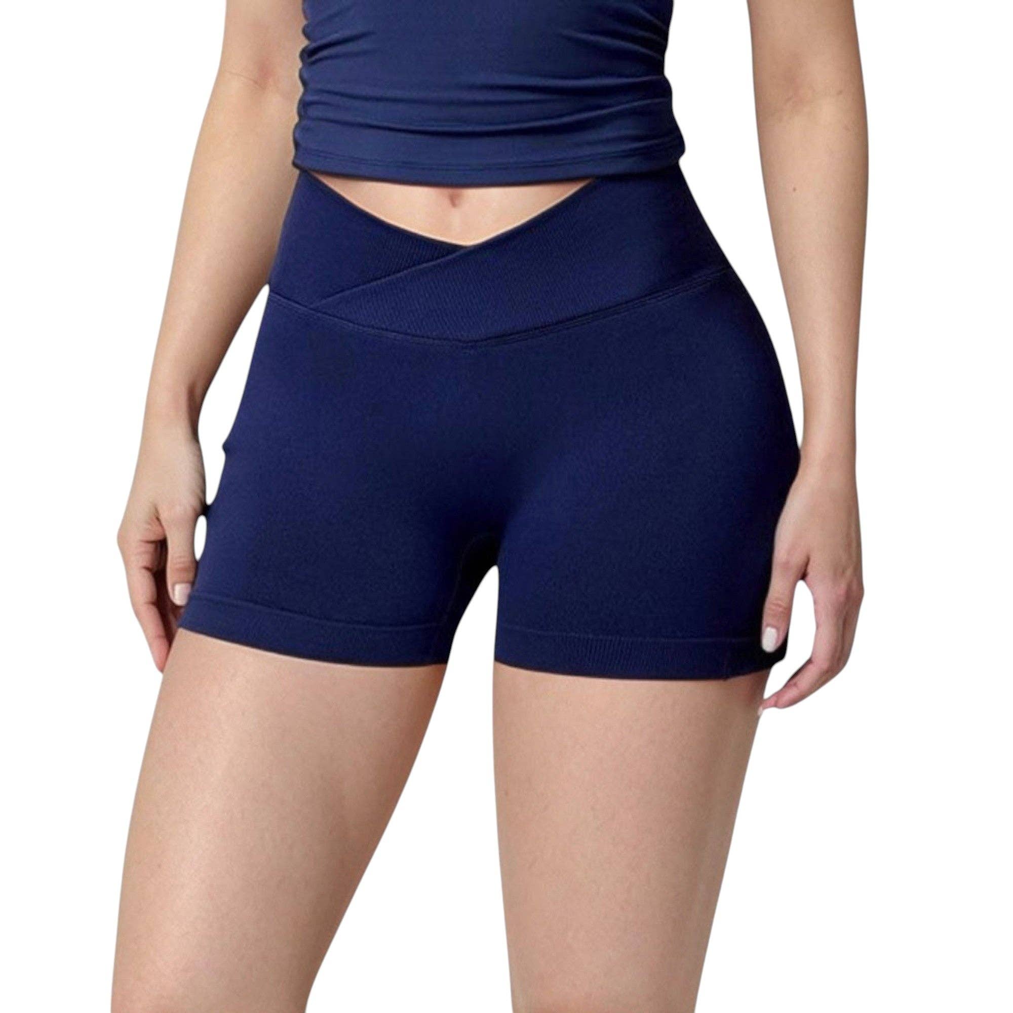Active by Anna-Kaci – wholesale Athletic shorts – Women's – High Waist Seamless Ribbed Biker Shorts with Crossover Waist15