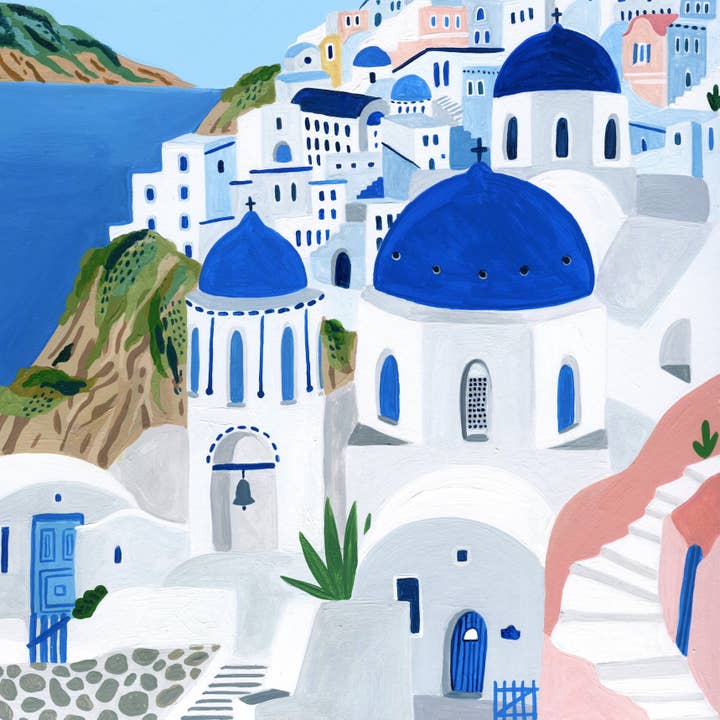 Amber Davenport Art - Wholesale Art Print - Santorini, Greece Travel Art Print - Unframed