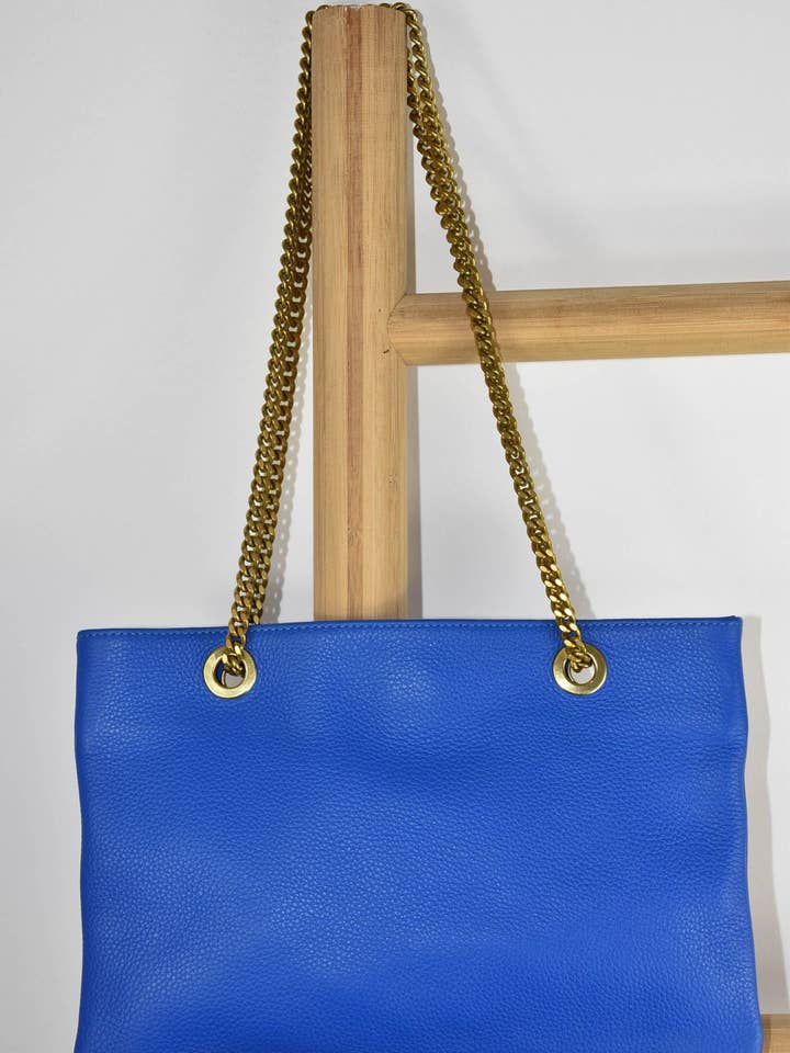 Nora leather pouch Electric blue for wholesale by Marli
