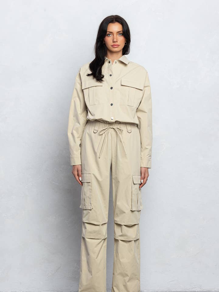 Loose fit parachute jumpsuit for wholesale by No Vacancy