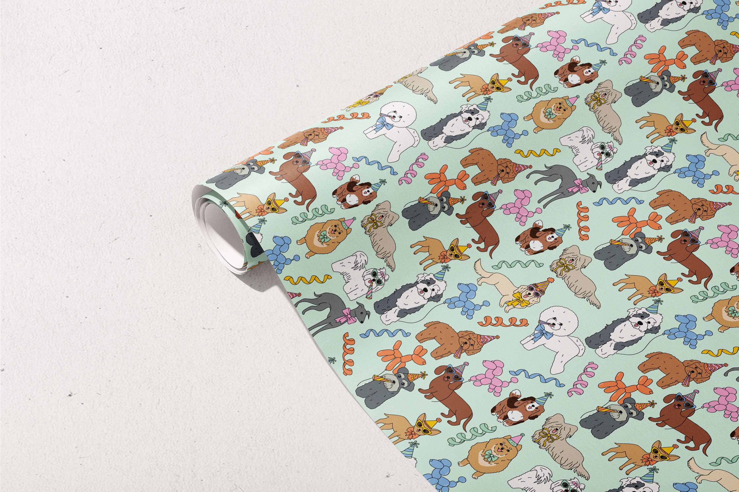 Illustrating Amy - Wholesale Wrapping Paper Roll - Birthday Dogs Gift Wrap Rolls4