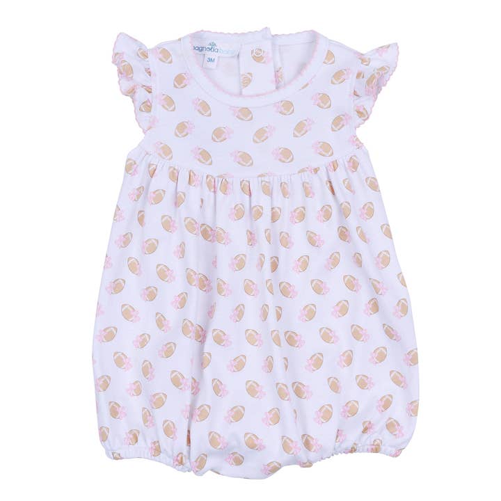 Touchdown Cutie Print Bubble - Pink for wholesale by Magnolia Baby