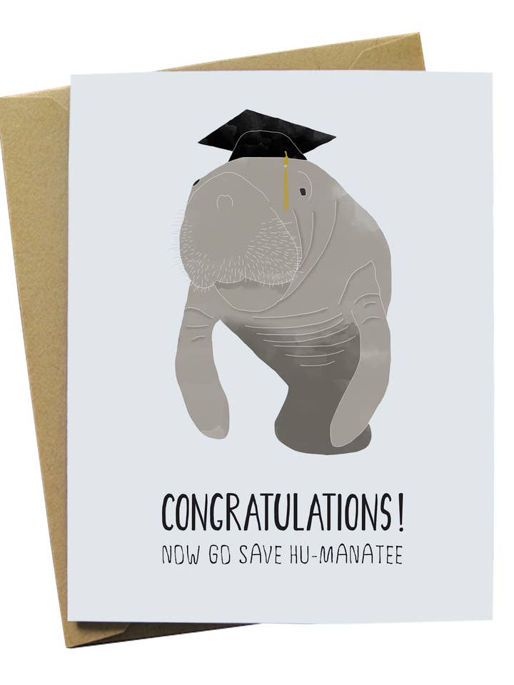 Manatee Graduation Greeting Card por atacado de Paper Wolf Design
