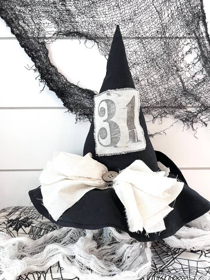 Primitive Witch Hat Black, Handmade Halloween Home Decor for wholesale by Kate + Em