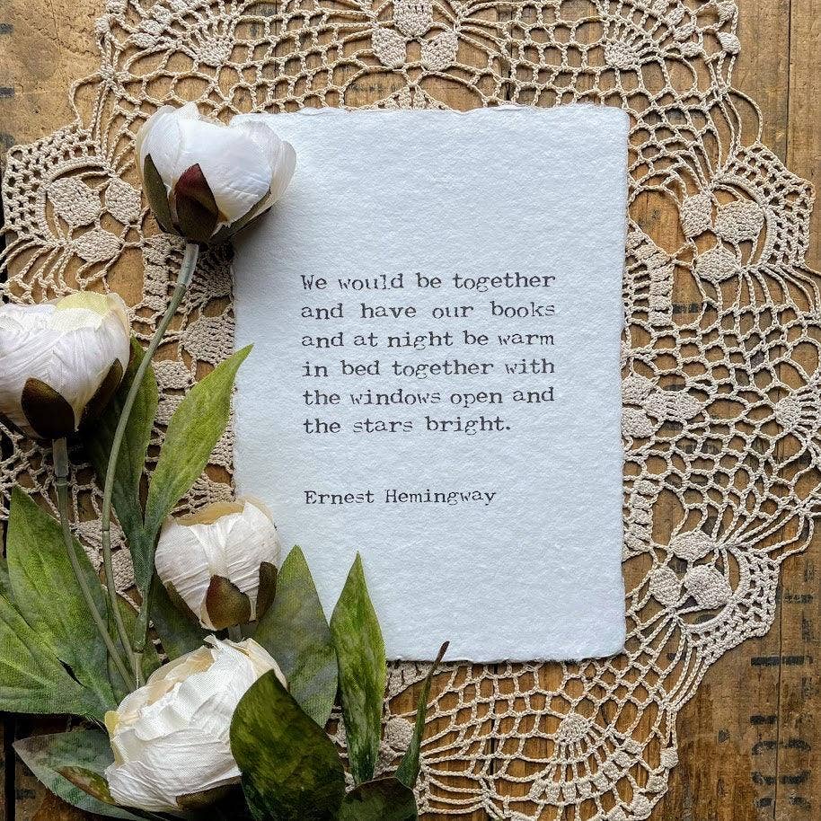 Alison Rose Vintage - Wholesale Art Print - We would be together Ernest Hemingway quote print1