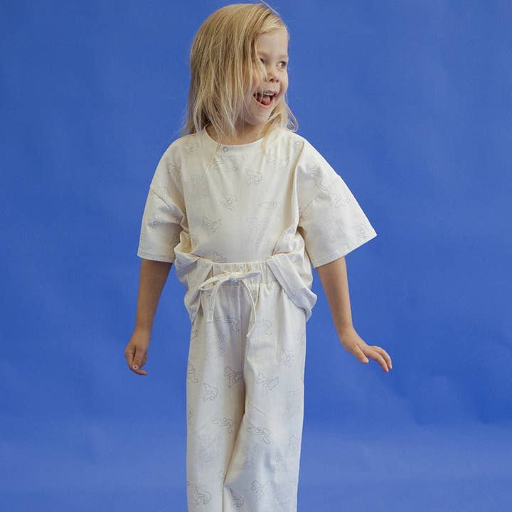 The Connected Wide Leg Kids's Pants - Neutral Crush for wholesale by Golden Child