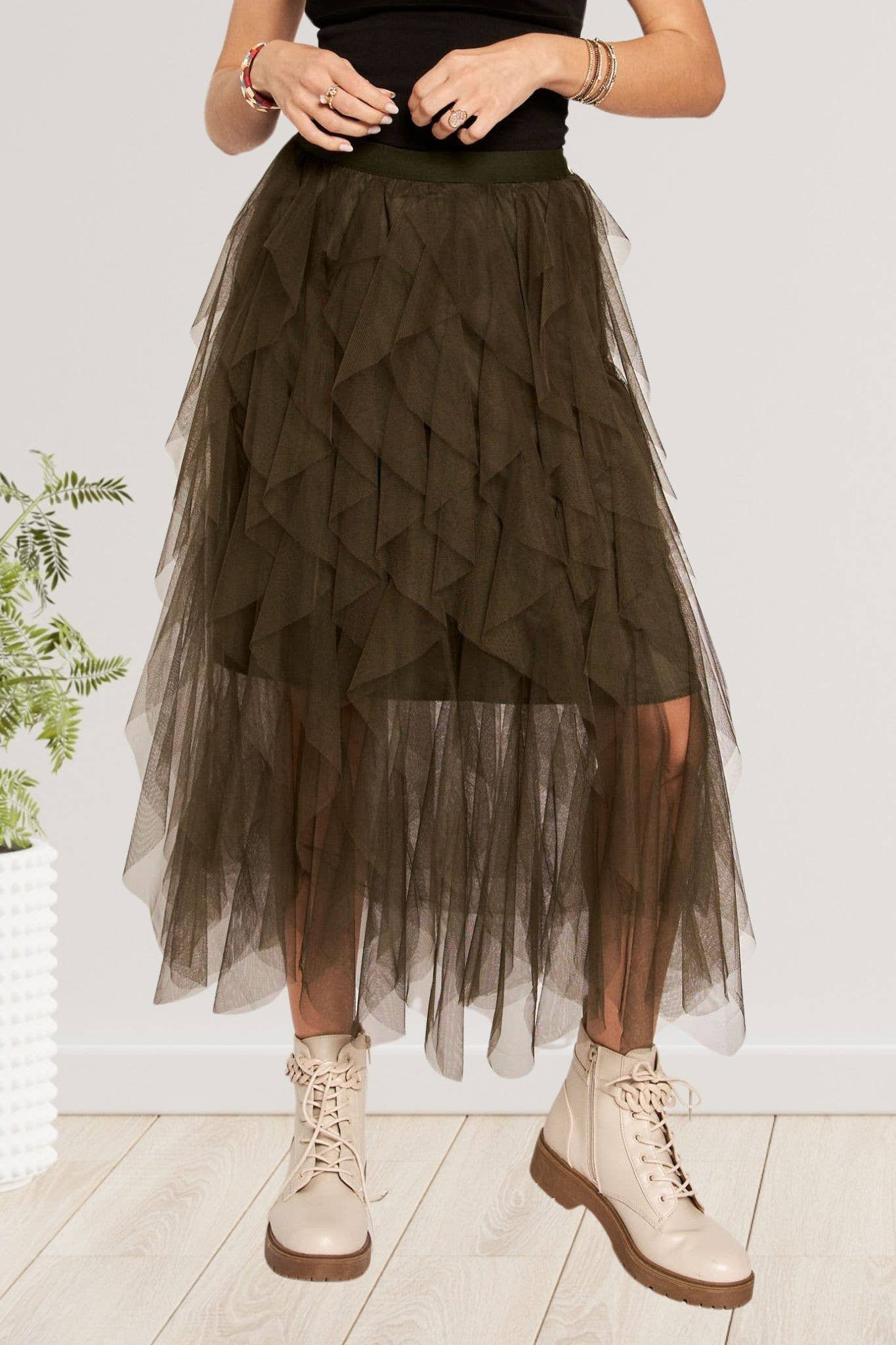 ADORA LA - Wholesale Skirt - Women's - CES3310 - RUFFLED TULLE MIDI SKIRT9