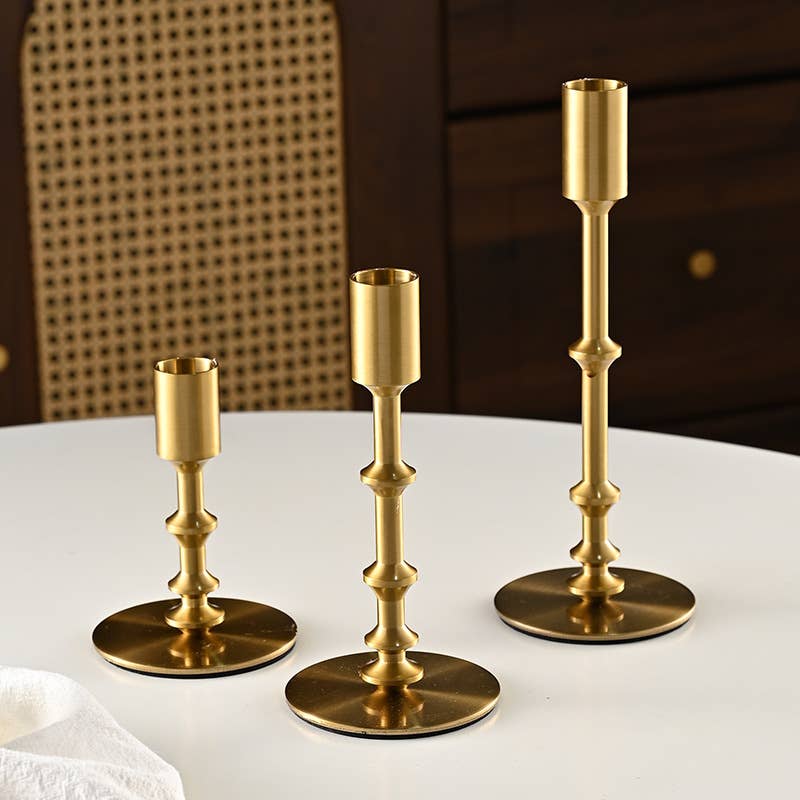 Sweet Home Deco - Vendita all'ingrosso Portacandele - Portacandela a goccia dorato vintage in metallo, disponibili tre altezze 10 cm, 15 cm e 20 cm1