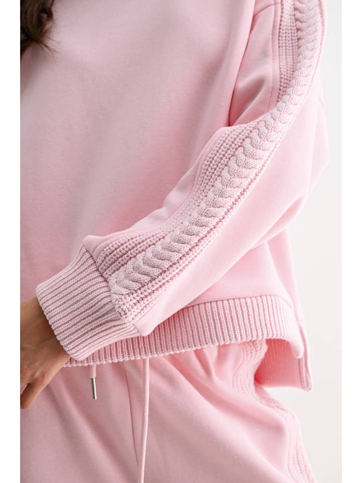 LT. PINK CS10248E ÜBERGROßES LOUNGE-SET MIT ZOPFSTRICKBESATZ für den Großhandel auf Faire10