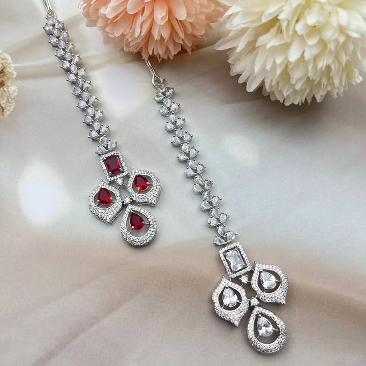 Cz Tikka Diamond Replica Maangtikka Wedding Head Jewelry for wholesale by Vastrabhushan