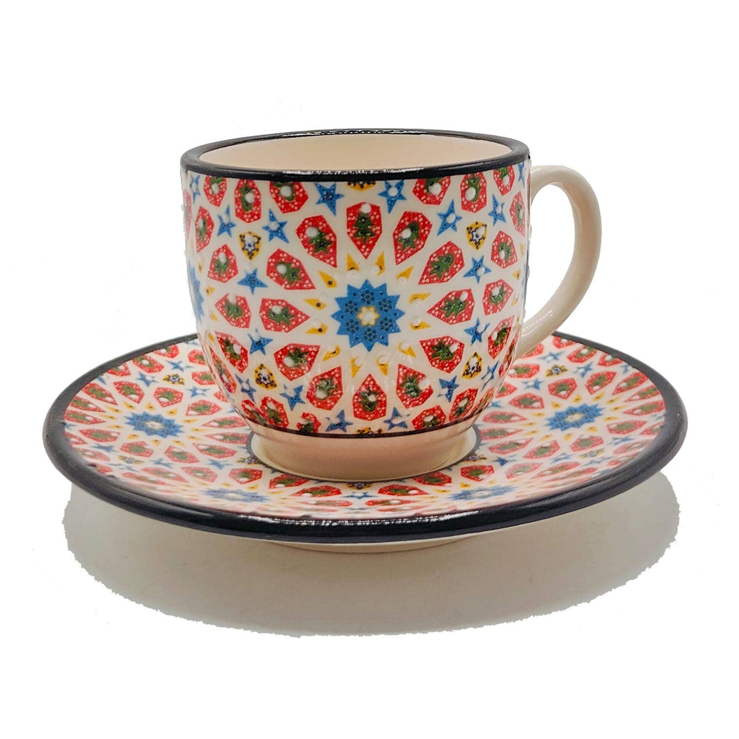 Etnico del Mondo - Wholesale Coffee/Tea Cup - Set of 6 Decorated Turkish Ceramic Coffee/Cappuccino Cups #24