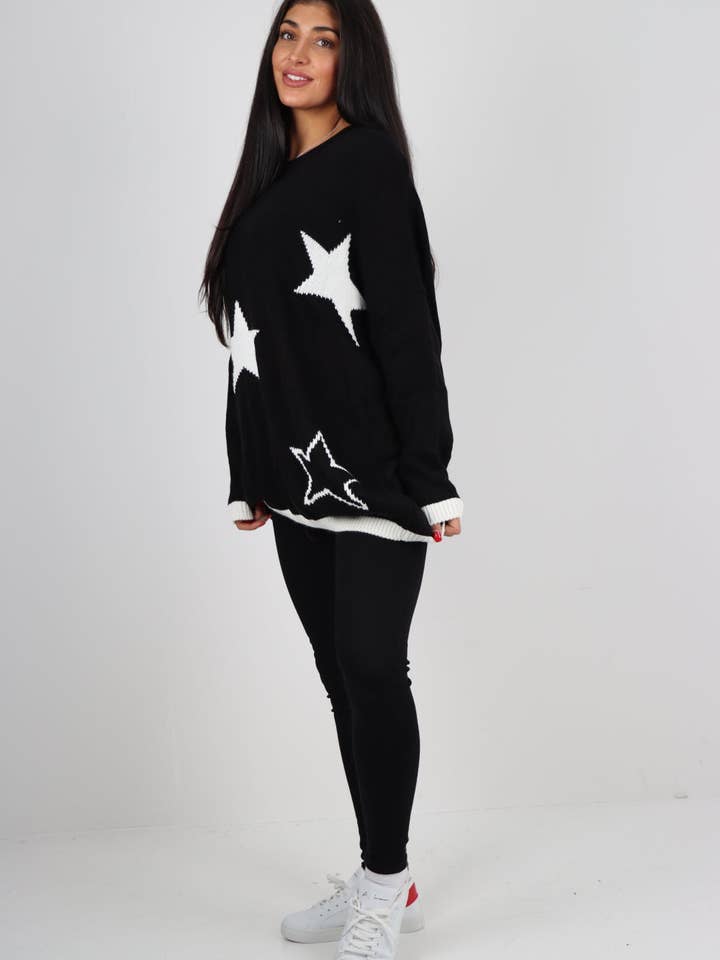Miss Bold – wholesale Tunic sweater – Women’s – Italian Oversized Star Print Long Sleeve Jumper6
