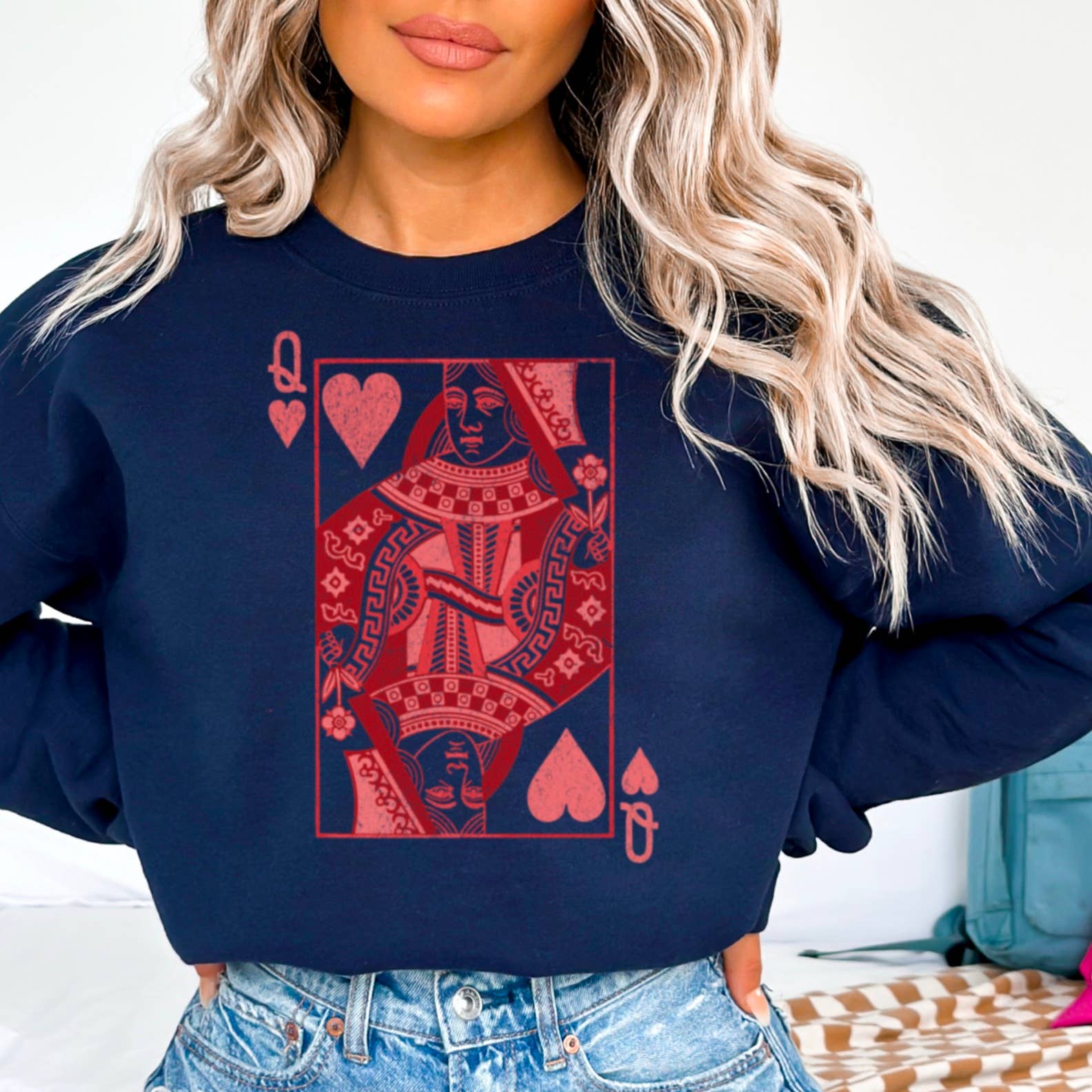 Shoppe SHC - Wholesale Graphic Sweatshirt - Women's - Queen Of Hearts Valentine Graphic Crewneck Sweatshirt9