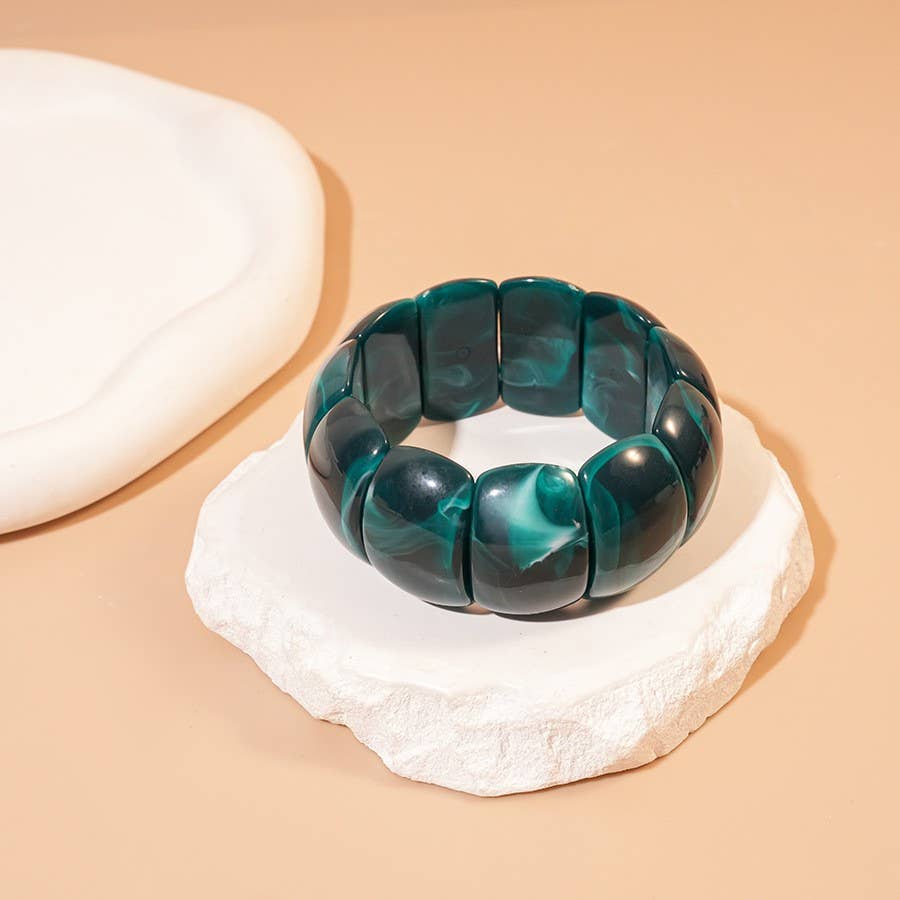 JOSSLYN by wall to wall - Wholesale Beaded Bracelet - Color-Block Acrylic Stretch Cord Bracelet | 40B51955