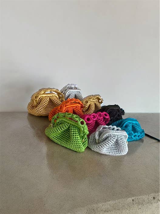 SIBYLLADELPHICA - Wholesale Clutch Bag - Women's - Mini Metallic Gold Crochet Clutch Bag - Persefoni1