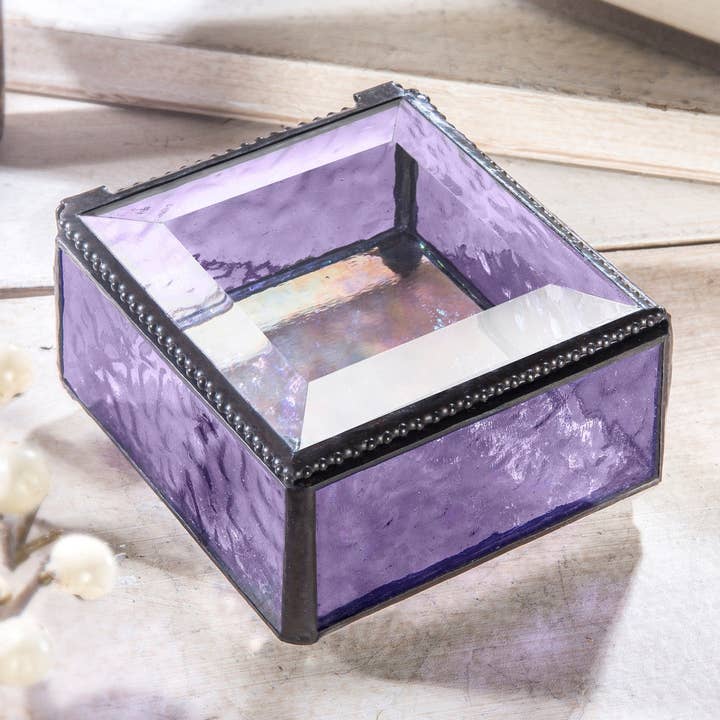 Box 899 Purple Glass Box - Round Feet for wholesale by J Devlin Glass Art & Bert Anderson Collection