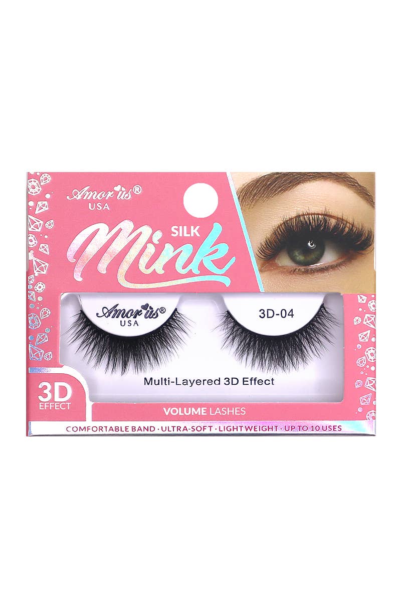 Amor Us Silk Mink Eyelashes 3D-04q - 12pcs