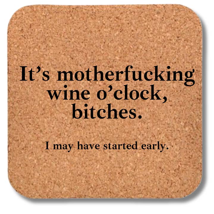 Cork Coaster- Wine O'Clock for wholesale by Buffalovely