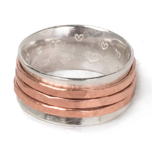 Drehring mit drehenden Kupferbändern - Handgefertigt in Frankreich für den Großhandel von Frankly Lovely Jewellery