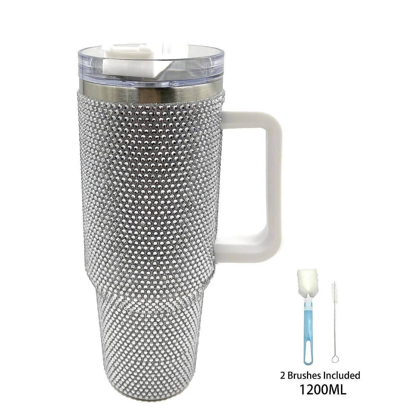 Diacly - Wholesale Insulated Mug/Tumbler - Bling Solid Rhinestone Tumbler Straw with 2 Brushes Spong13